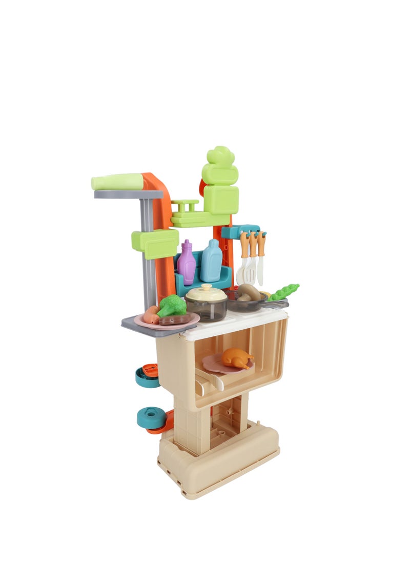 Velaurs Kids Kitchen Toy Set Simulation Counter Shopping Cart Assembly Food Cooking Table Pretend Kit  - Image 2