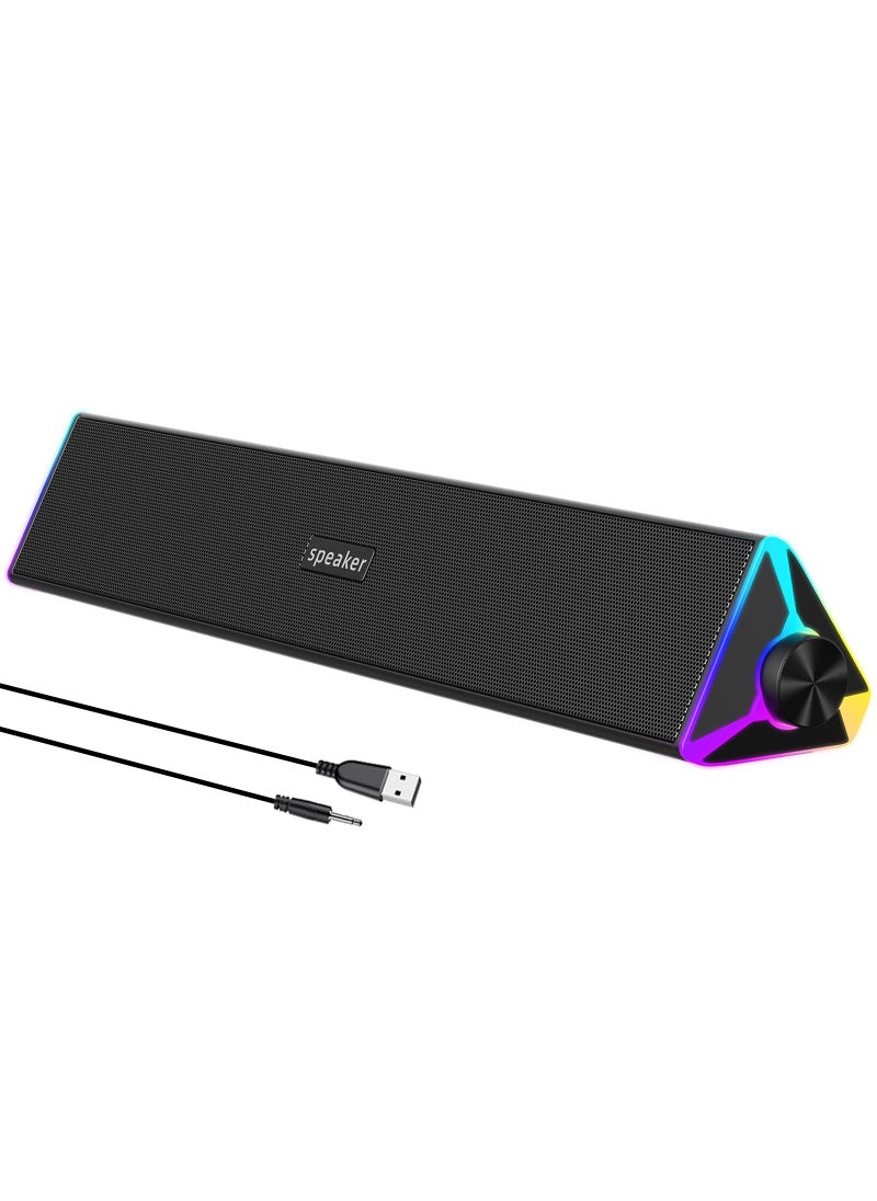 LAIAOCISI Computer Speakers, Bluetooth Triangular Soundbar Speaker with RGB LED Light and 3.5 mm Aux Connection for Game, TV, Desktop, Laptop  - Image 1