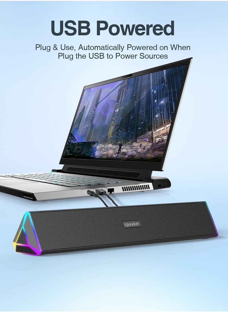 LAIAOCISI Computer Speakers, Bluetooth Triangular Soundbar Speaker with RGB LED Light and 3.5 mm Aux Connection for Game, TV, Desktop, Laptop  - Image 2