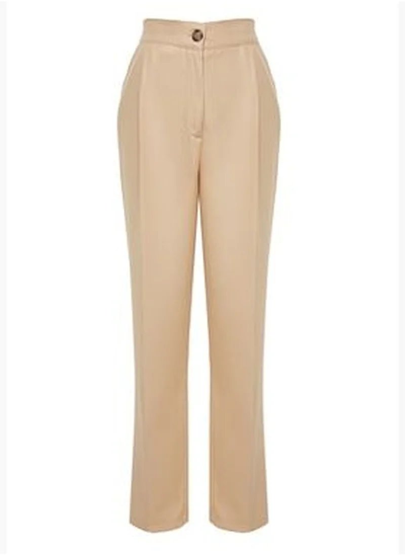 trendyol Light Brown Straight Straight Cut Woven Trousers TWOAW22PL0321