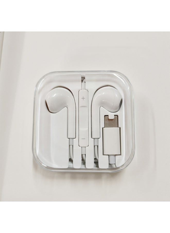 Generic 4 Generation Digital Headset For Apple Android Type-c Phone In-ear Wired Headset Cable Bluetooth Ear-Color:White  - Image 3