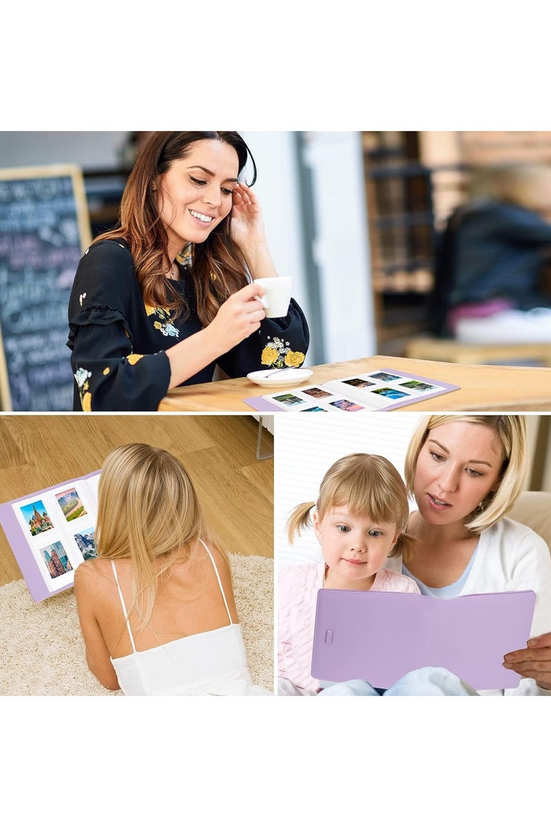 VKL 256 Photos Album for Fujifilm Instax Mini Camera, Polaroid 2x3" Zink Pictures, Photo Album Book for Instax Mini 11 12 9 90 70 40 8 Instant Camera and Film (Purple) - Image 3