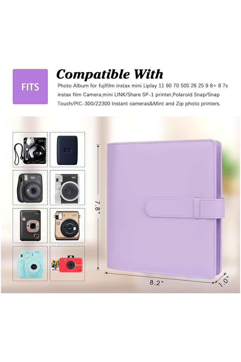 VKL 256 Photos Album for Fujifilm Instax Mini Camera, Polaroid 2x3" Zink Pictures, Photo Album Book for Instax Mini 11 12 9 90 70 40 8 Instant Camera and Film (Purple) - Image 4