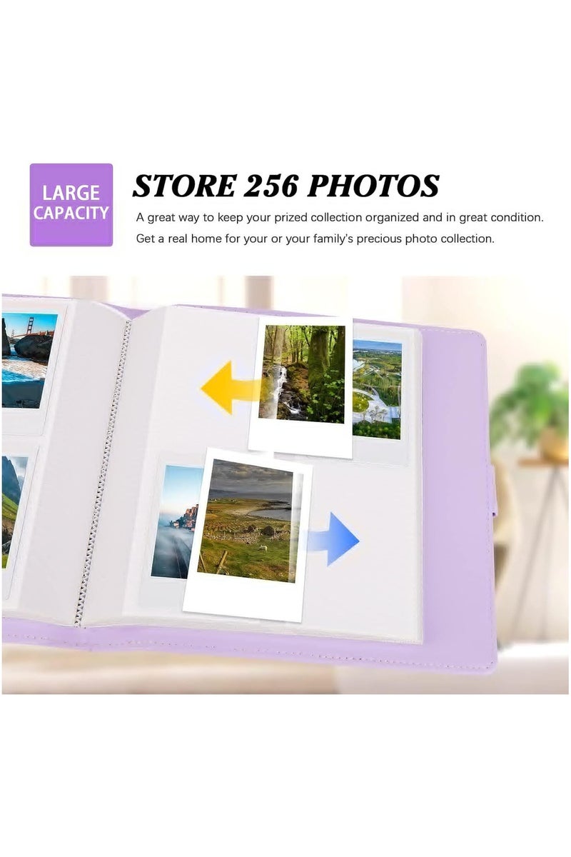 VKL 256 Photos Album for Fujifilm Instax Mini Camera, Polaroid 2x3" Zink Pictures, Photo Album Book for Instax Mini 11 12 9 90 70 40 8 Instant Camera and Film (Purple) - Image 5