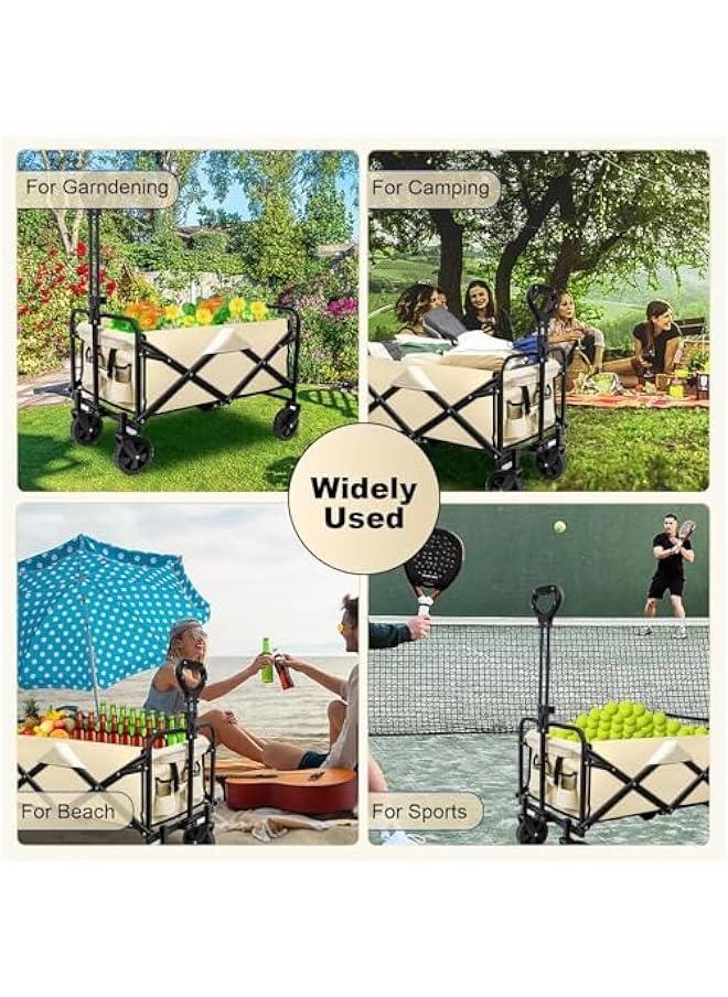 HOOKOR Garden Cart Camping Wagon Foldable, Shopping Trolleys Utility Outdoor Wagon Collapsible Garden Camping Picnic Cart  - Image 2