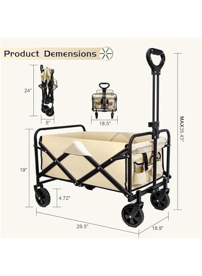 HOOKOR Garden Cart Camping Wagon Foldable, Shopping Trolleys Utility Outdoor Wagon Collapsible Garden Camping Picnic Cart  - Image 3