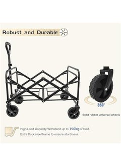 HOOKOR Garden Cart Camping Wagon Foldable, Shopping Trolleys Utility Outdoor Wagon Collapsible Garden Camping Picnic Cart  - Image 4
