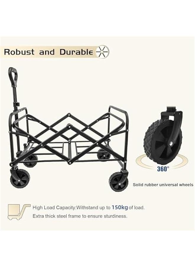 HOOKOR Garden Cart Camping Wagon Foldable, Shopping Trolleys Utility Outdoor Wagon Collapsible Garden Camping Picnic Cart  - Image 4