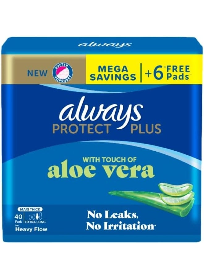 Always Protect Plus With Touch of Aloe Vera -40 Pads , Extra Long + 6 Free