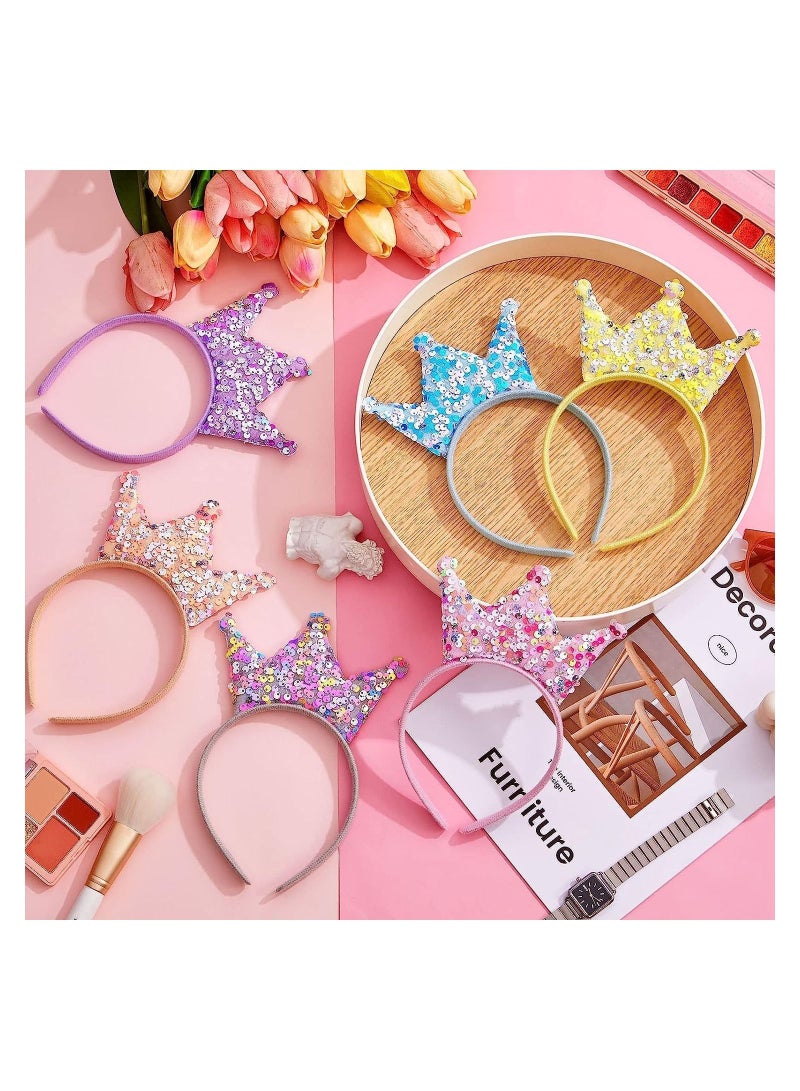 إسكدنيا Sequin Crown Headband 12 Packs Glitter Headbands Princess Party Favors Elastic Tiaras for Girls Crowns Little Bling Accessories Women Birthday - Image 5
