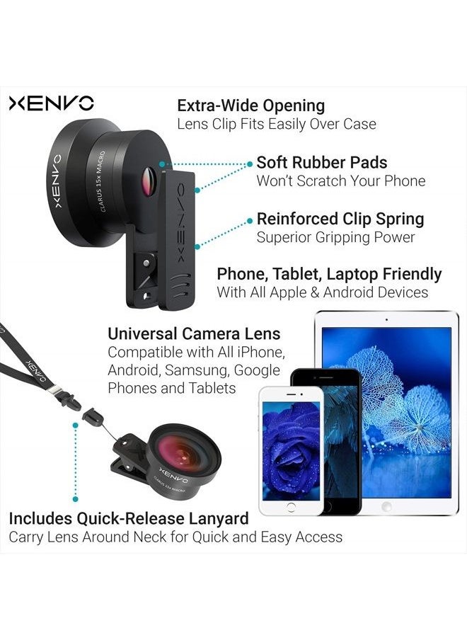 Xenvo - Pro Lens Kit for iPhone and Android, Macro and Wide Angle Lens with LED Light and Travel Case - Image 1