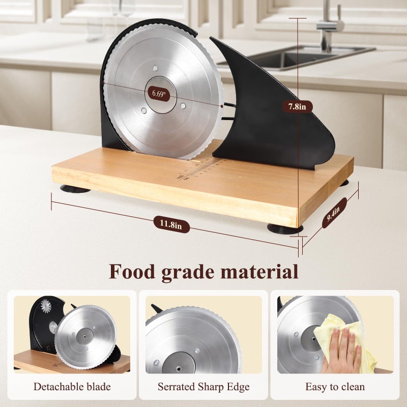 AirVows Manual Bread Slicer for Homemade Bread,Even Slicing Thickness-Adjustable Slices,Sourdough Slicer with Scale Lines&SuperStrong SuctionCup Fixation (Black-Guide) - Image 5