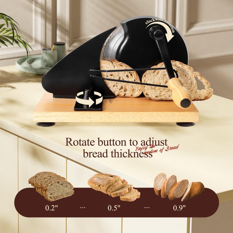 AirVows Manual Bread Slicer for Homemade Bread,Even Slicing Thickness-Adjustable Slices,Sourdough Slicer with Scale Lines&SuperStrong SuctionCup Fixation (Black-Guide) - Image 2