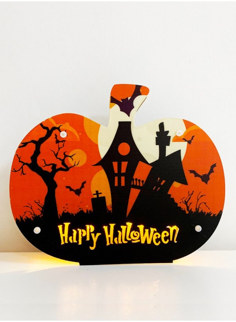 Salla Wooden Pumpkin LED Light Décor 24x20 cm - Image 1