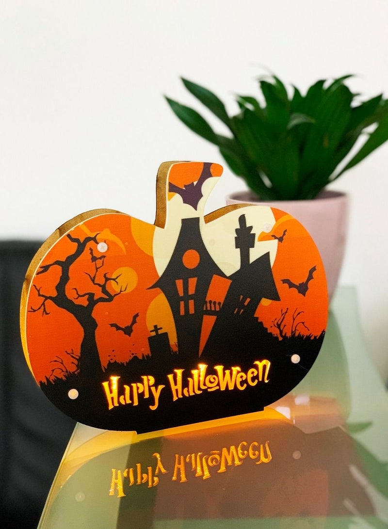 Salla Wooden Pumpkin LED Light Décor 24x20 cm - Image 3