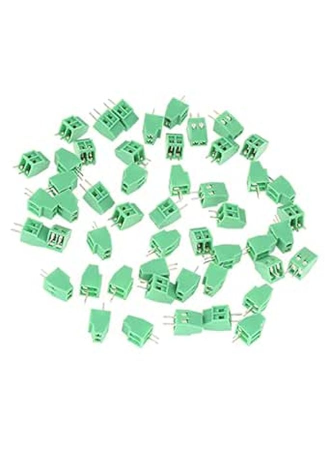 كتلة طرفية برغي PCB خضراء موصل 2 دبوس 2.54 مم خطوة حزمة من 50 - Image 1