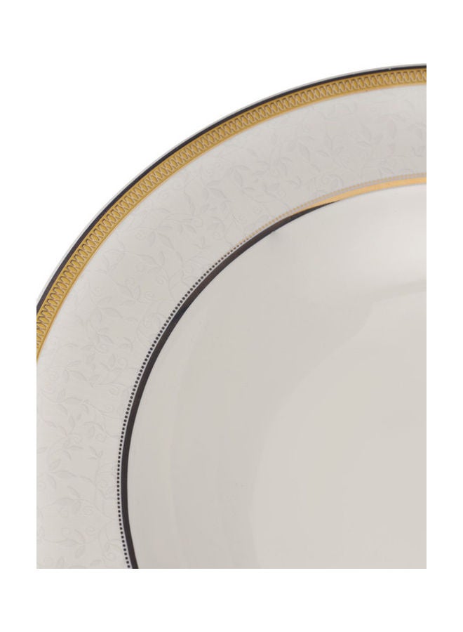 Royalford Premium New Bone Plates, 9" Soup Plate, RF11052 | Round Shape Plate with Elegant Golden Border | Ideal for Soup, Desserts, Ice Cream, Dinner, Lunch, Breakfast, Parties & More White - Image 4