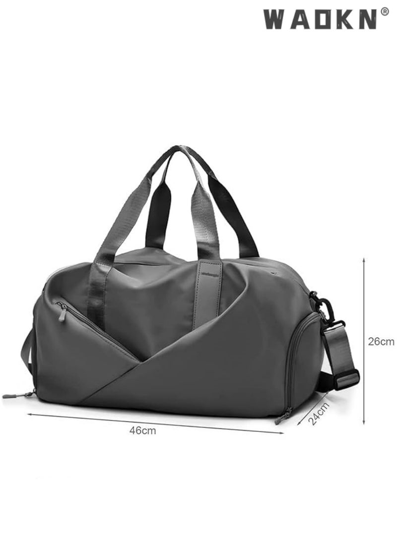 WAOKN Sports Gym Bag for Women, Workout Duffel Bag Travel Bags Swim Sports Travel Gym Bag with Dry Wet Pocket and Shoe Compartment Travel bag Yoga Bag (Grey) - Image 2