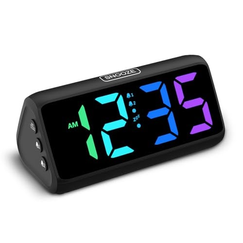 Netzu Loud Alarm Clock for Heavy Sleepers, RGB Alarm Clocks for Bedrooms Seniors Kids, Plug in Digital Clock with 5 Dimmers, 2 Alarms, 4 Volumes and Snooze - Image 1