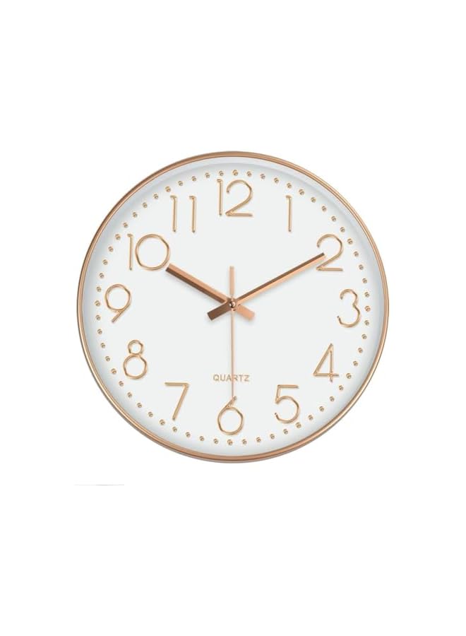 The Bros ساعة حائط 12 بوصة - صامتة بدون تكتكة جودة كوارتز تعمل بالبطارية، دائرية سهلة القراءة، ساعة حائط صامتة لغرفة النوم، غرفة المعيشة، المطبخ، المكتب، المدرسة، ديكور المنزل، الفصل الدراسي (ذهب وردي) - Image 2