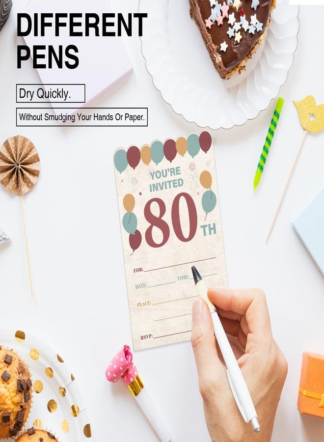 Nurawo Vintage 80th Birthday Party Invitations for Women Men, Back in 1946 Invites, 80 Year Old Birthday Invitations, 20 Fill-in-the-Blank Party Invites with Envelopes - Image 4