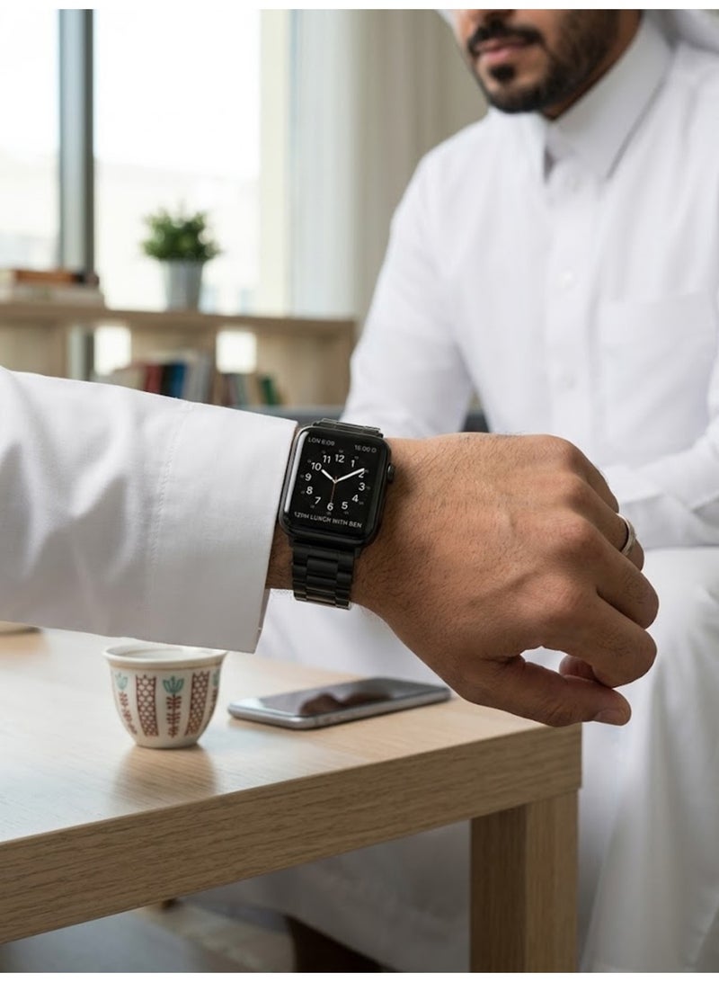جوي فوكس استبدال شريط حلقة الشريط ل Apple Watch Series 4/5/6/se 44mm Black (باللغة الإنجليزية) - Image 3