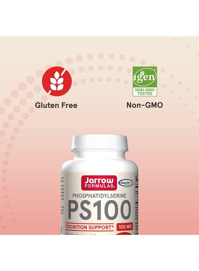 jarrow formulas PS100-100 mg Phosphatidylserine (PS) from Sunflower Lecithin (Soy-Free) - 120 Servings (Softgels) - Promotes Brain Health & Cognition Support - Dietary Supplement - Gluten Free