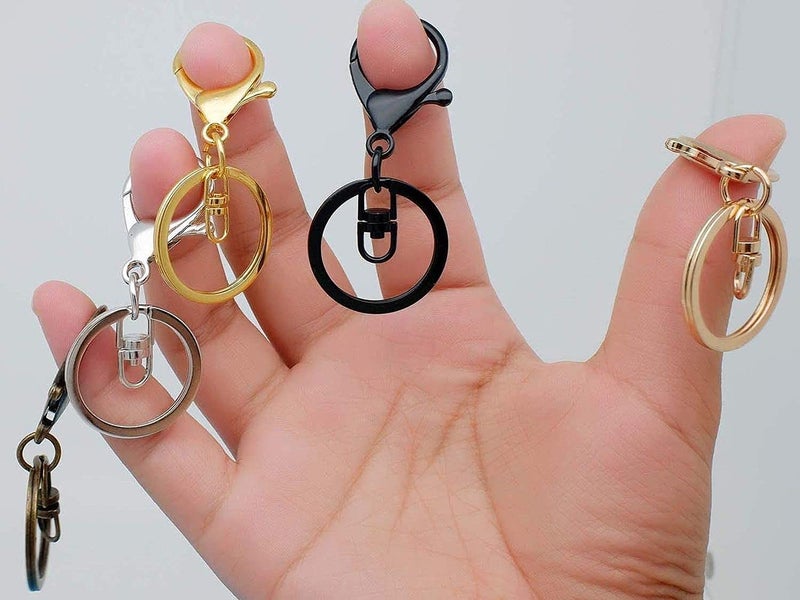 DIY Crafts DIY DIYC-13106 Crafts Larger Lobster Clasps with Keychain Rings + Tail Chains or Swivel Clasps 2 Type Mix, Metal Key Clip for Bags Wallet Travel Accesory (25 Sets, Nickel Silver)  - Image 4