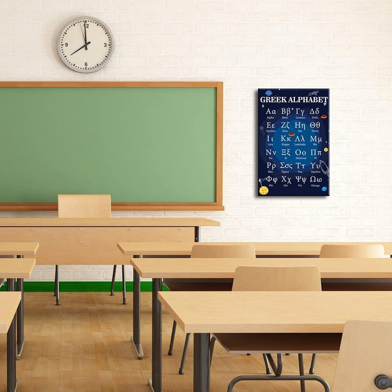 Busmko Educational Greek Alphabet Posters for Classroom Wall Art Prints Canvas Learning Painting Modern Ancient Letters Decor for Bedroom Framed Size 16x24 inch - Image 2