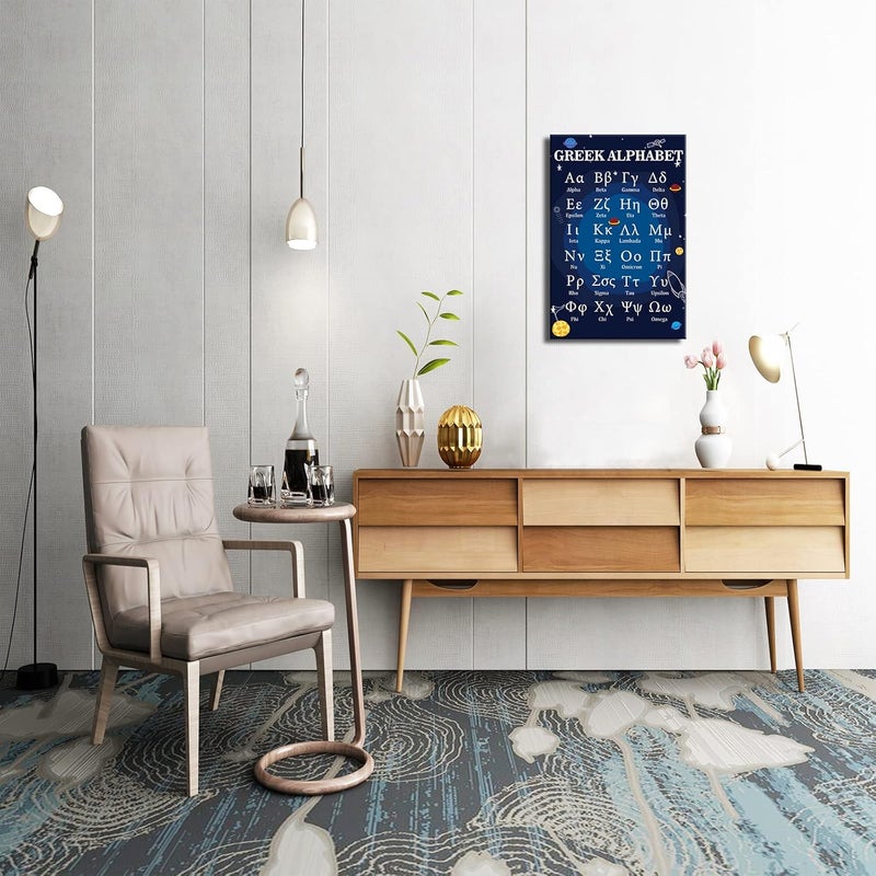 Busmko Educational Greek Alphabet Posters for Classroom Wall Art Prints Canvas Learning Painting Modern Ancient Letters Decor for Bedroom Framed Size 16x24 inch - Image 5