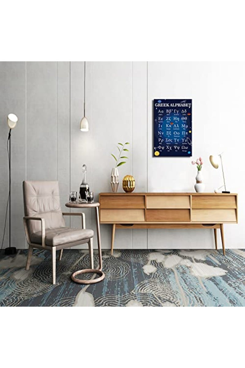 Busmko Educational Greek Alphabet Posters for Classroom Wall Art Prints Canvas Learning Painting Modern Ancient Letters Decor for Bedroom Framed Size 16x24 inch - Image 5