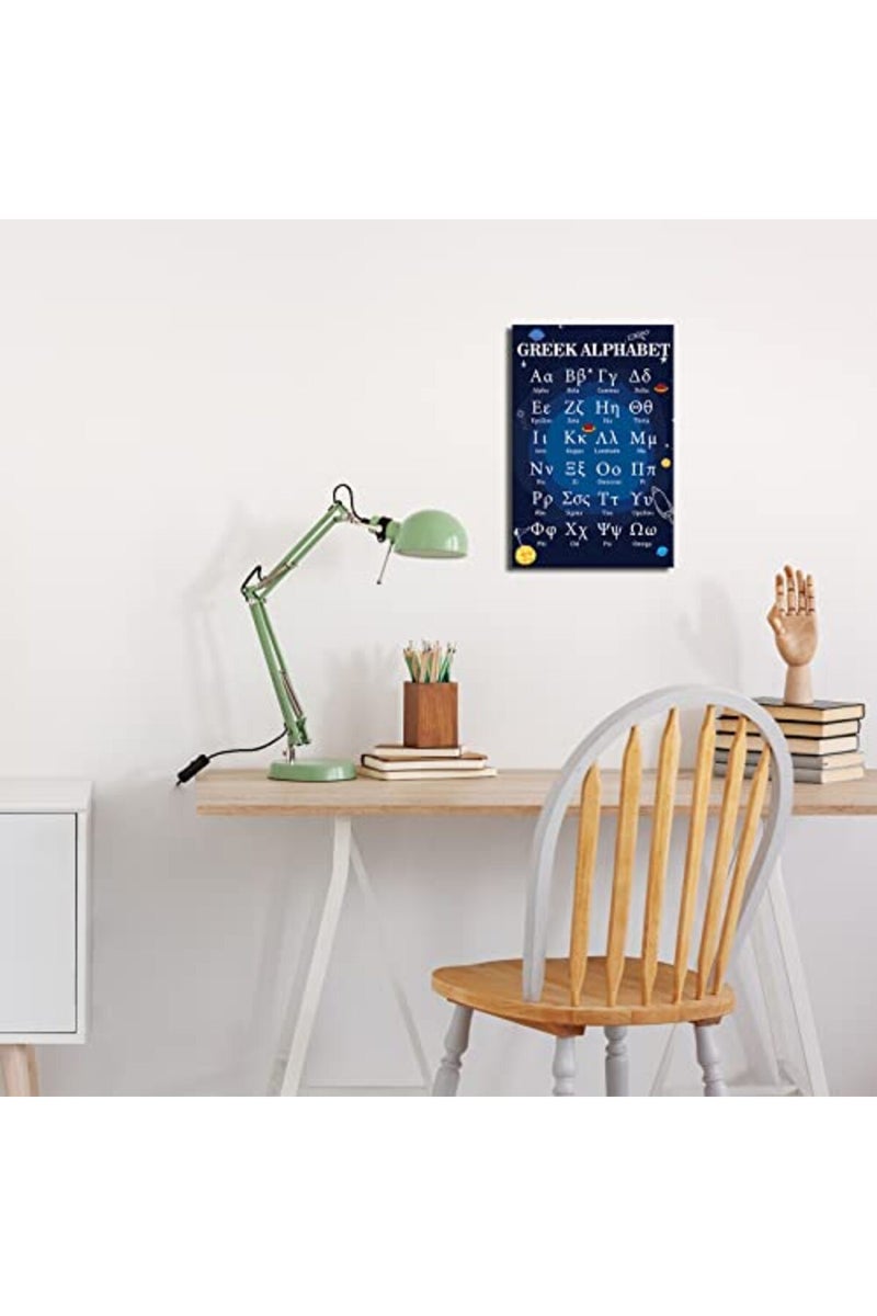 Busmko Educational Greek Alphabet Posters for Classroom Wall Art Prints Canvas Learning Painting Modern Ancient Letters Decor for Bedroom Framed Size 16x24 inch - Image 4