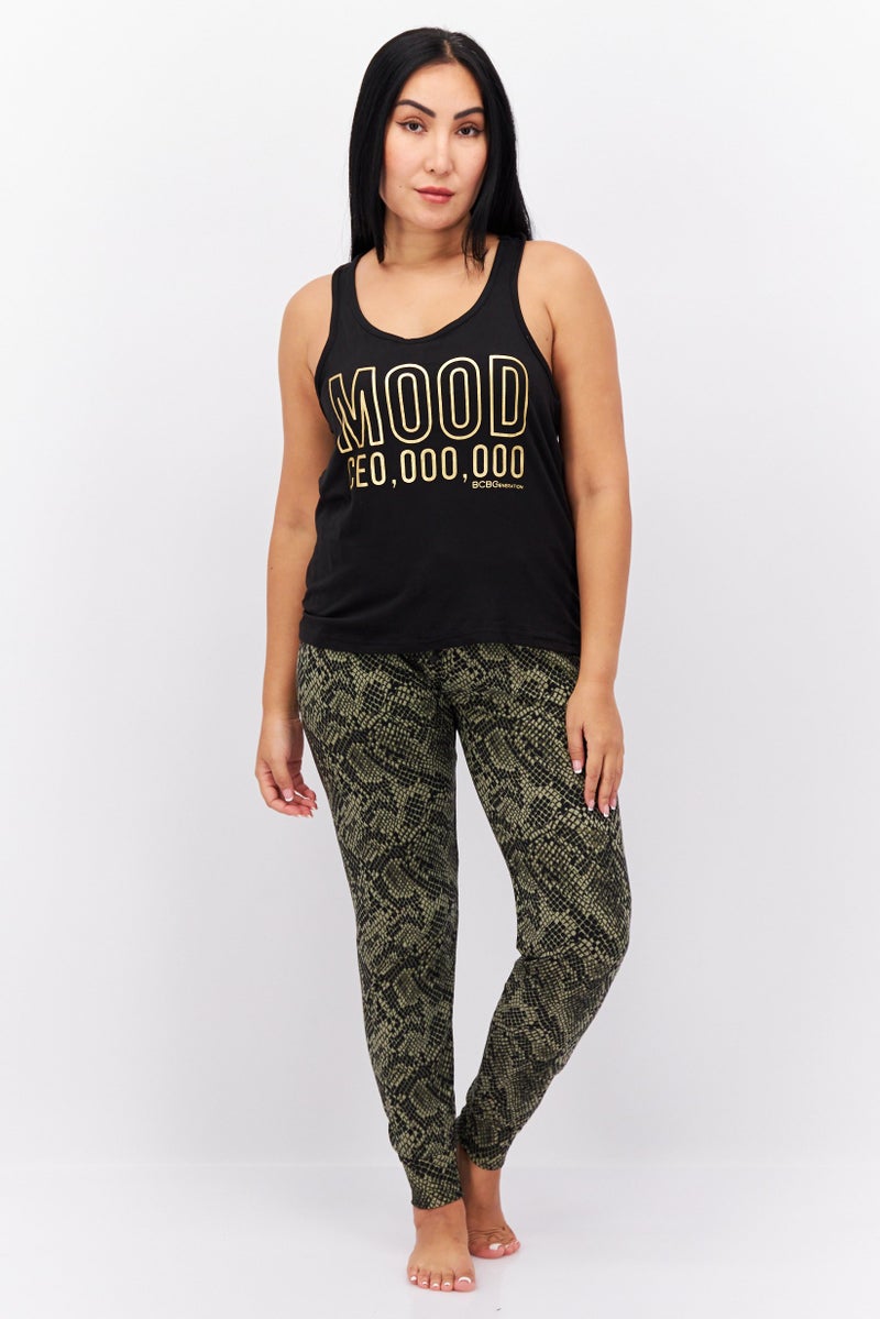 BCBGeneration Women 2 Pieces Brand Logo Top And Snake Leggings, Black  - Image 1