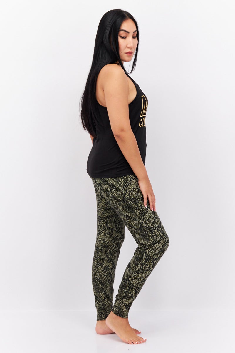 BCBGeneration Women 2 Pieces Brand Logo Top And Snake Leggings, Black  - Image 2