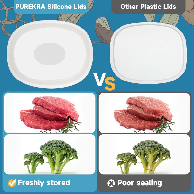 Purekra Silicone Lids for CorningWare 2-1/2-Quart Oval Casserole Dish, 2 Pack Reusable Covers for CorningWare Baking Dish (Dish not Included) Dishwasher & Microwave & Freezer Safe - Image 3