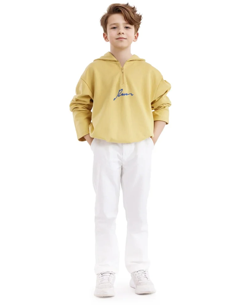 رير ونز Rare Ones Kids Kanzy Yellow Cotton Poly Full Sleeve Flock Print Sweatshirt