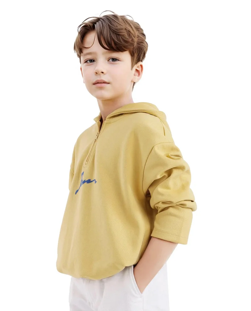 Rare Ones Rare Ones Kids Kanzy Yellow Cotton Poly Full Sleeve Flock Print Sweatshirt