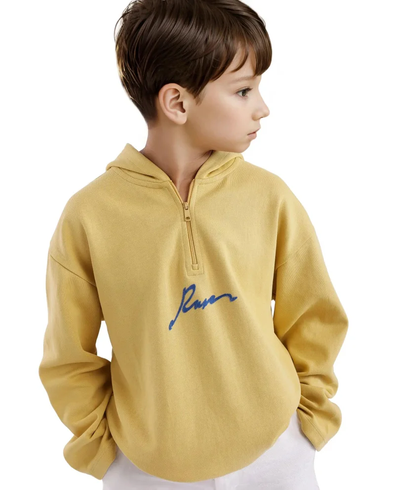 رير ونز Rare Ones Kids Kanzy Yellow Cotton Poly Full Sleeve Flock Print Sweatshirt