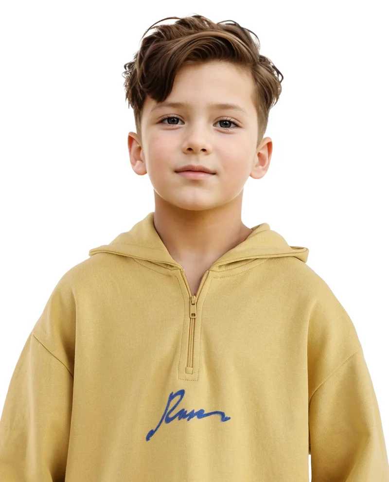 Rare Ones Rare Ones Kids Kanzy Yellow Cotton Poly Full Sleeve Flock Print Sweatshirt