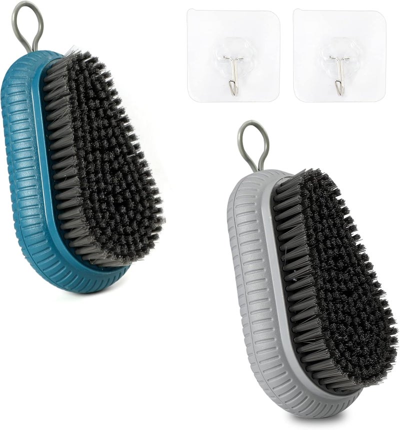 Meisuitd 2Pcs Heavy Duty Fingernail Scrub Brush, Nail Brush for Cleaning Fingernails with 2 Hooks, Mechanic Brush Nail Cleaning Brush for Men & Women Durable Stiff Bristles Nail Scrub Brush 