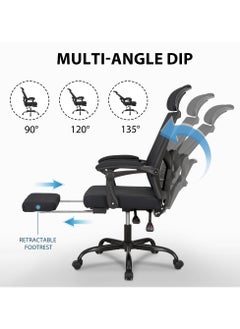 Mesh Ergonomic Office Chair with Footrest Home Office Desk Chair with Headrest and Backrest Adjustable Computer Executive Desk Chair with Wheels 360 Swivel Task Chair - pzsku/ZDCE0BDA3C127C29C16F1Z/45/_/1740040296/469c6516-bcbb-400e-af69-a072734ef94d