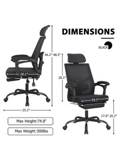 Mesh Ergonomic Office Chair with Footrest Home Office Desk Chair with Headrest and Backrest Adjustable Computer Executive Desk Chair with Wheels 360 Swivel Task Chair - pzsku/ZDCE0BDA3C127C29C16F1Z/45/_/1740040388/91aab967-71d2-4cf0-a628-9c663732f1d7