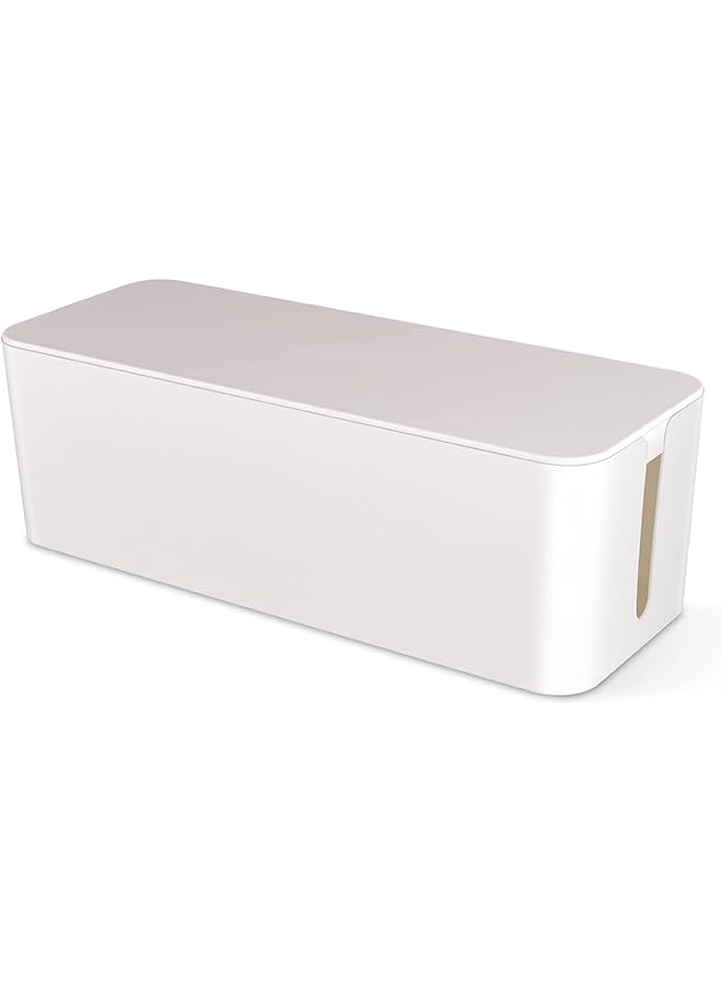 Cable Management Box, Large Cord Organizer Box to Hide Power Strip & Under Desk,TV Computer Wires Cable Organizer Hider Box - Safe ABS Material and Baby-Pets Proof Lock (White)