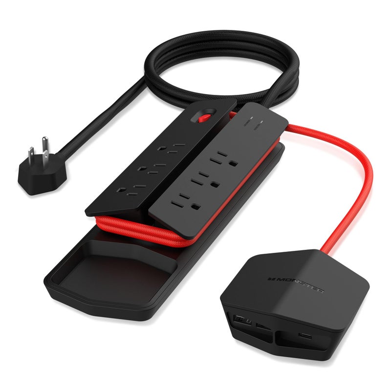 Monster Power Center Vertex Surge Protector with Detachable USB Power Strip, Surge Protector Power Strip - 6 AC Outlets, 2 USB-A Ports &1 USB-C Port - Image 1