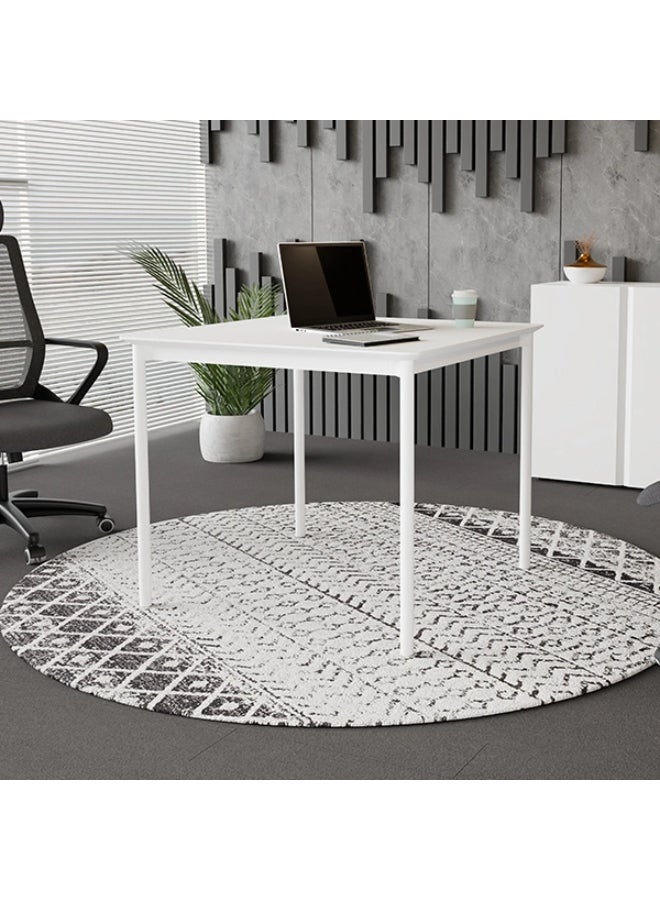 NEO FRONT FURNITURE Mini Square Meeting Table – White MDF Top with Metal Legs, Compact Conference Table for Office, Study & Home Use (60 x 60 x 75 cm) HPFS-00503 - Image 1