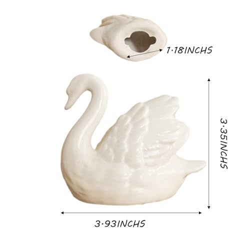 Pujipu 2PCS Toilet Bolt Covers Decorative, Ceramic Toilet Bolt Caps Decorative, Funny Toilets Screw Cover Caps, Lovely Swan Toilets Bowl Bolt Covers, Easy Installation Bathroom Accessories (White) - Image 2