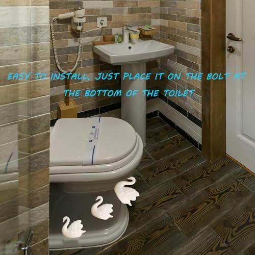 Pujipu 2PCS Toilet Bolt Covers Decorative, Ceramic Toilet Bolt Caps Decorative, Funny Toilets Screw Cover Caps, Lovely Swan Toilets Bowl Bolt Covers, Easy Installation Bathroom Accessories (White) - Image 5