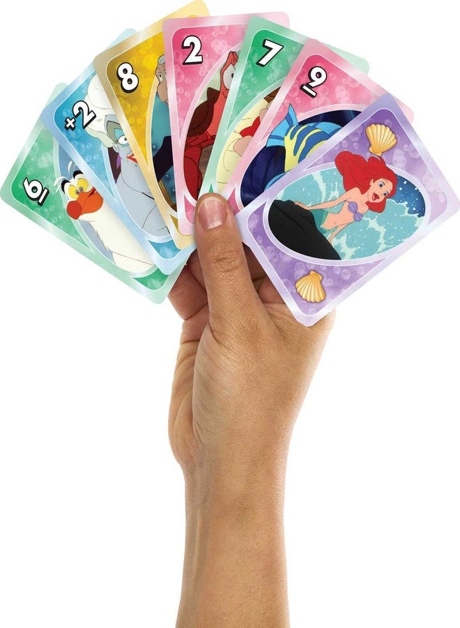Mattel Games UNO Disney Princess The Little Mermaid Card Game for Family Night Featuring Movie Themed Graphics for 2-10 Players - Image 2