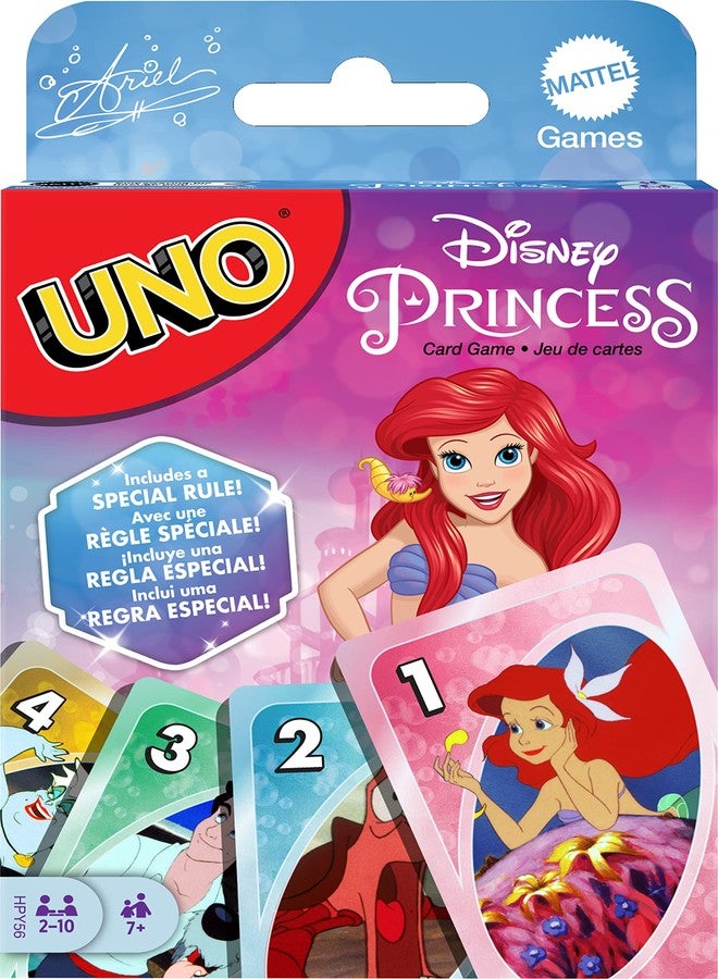 Mattel Games UNO Disney Princess The Little Mermaid Card Game for Family Night Featuring Movie Themed Graphics for 2-10 Players - Image 1