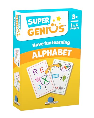 Blue Orange Super Genius Alphabet Tabletop Card Game Fun Flash Card Concentration Matching Game for Kids Ages 3 16 Players Teacher Approved Learn Your ABCs Games - Image 1
